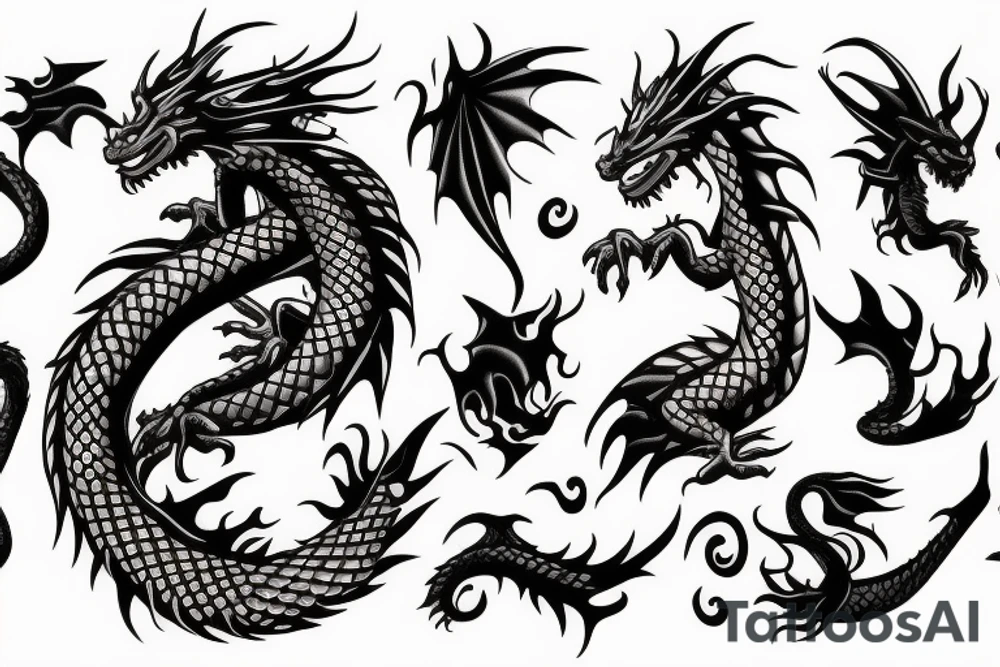 dragon with fire tattoo idea