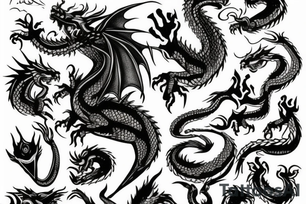 calf in the shape of a dragon tattoo idea