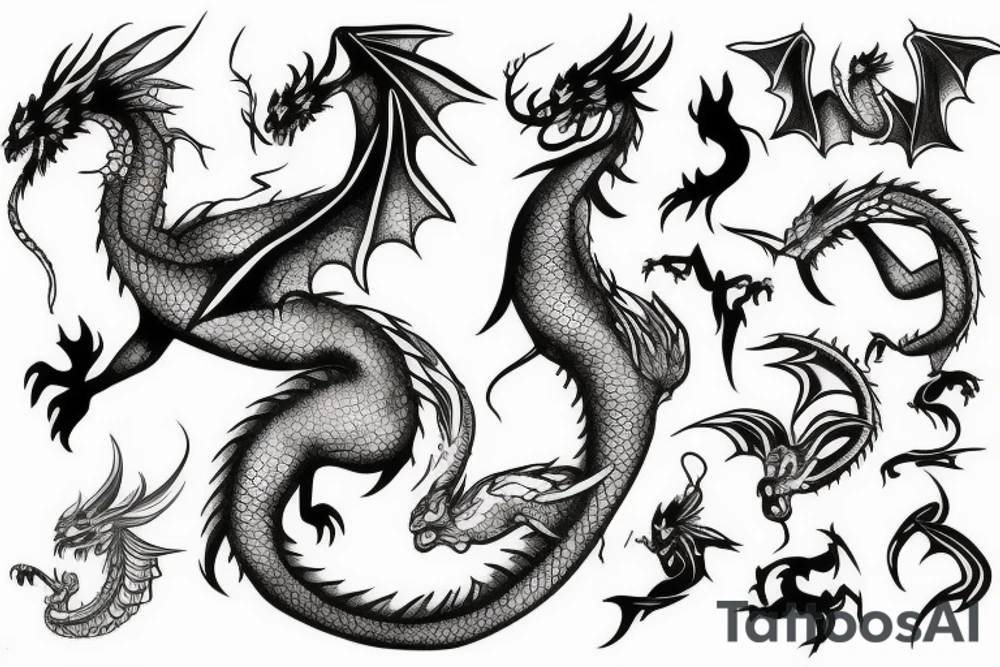 calf in the shape of a dragon tattoo idea
