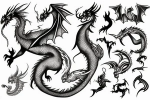 calf in the shape of a dragon tattoo idea