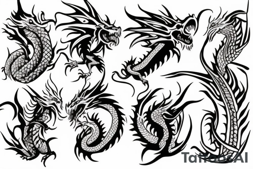 dragon with fire tattoo idea
