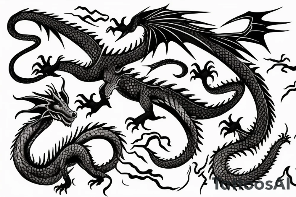 dragon with fire tattoo idea