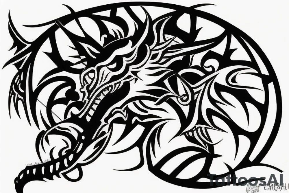 calf in the shape of a dragon tattoo idea