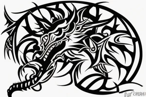 calf in the shape of a dragon tattoo idea