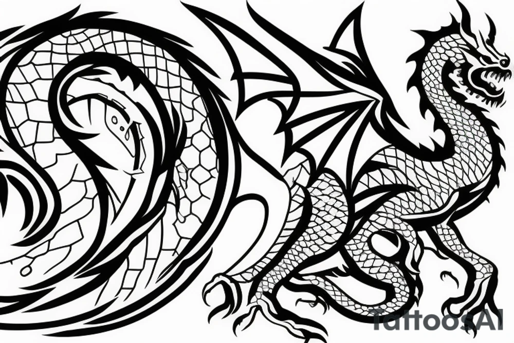 calf in the shape of a dragon tattoo idea