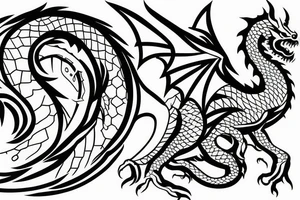 calf in the shape of a dragon tattoo idea