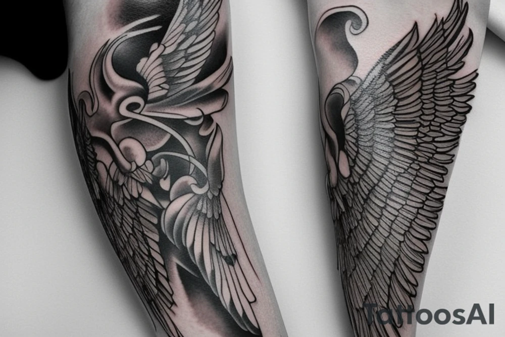 wings on the forearm tattoo idea