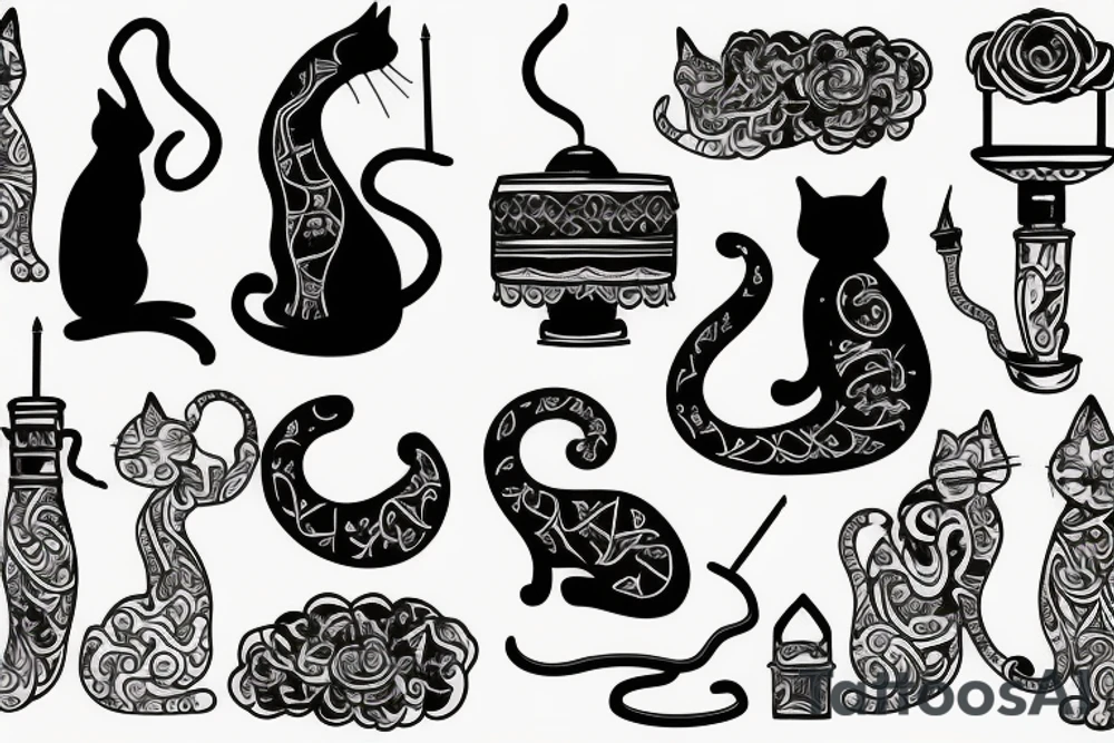 cat hookah tattoo idea