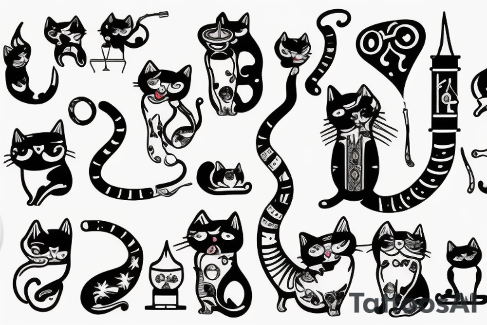 cat hookah tattoo idea