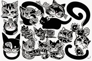 Japanese cat making tattoo for another Japanese cat tattoo idea