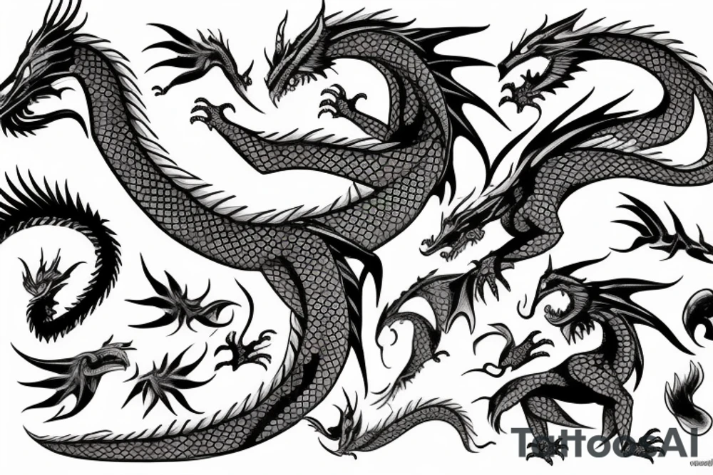 Dragon and lightning bounded tattoo idea
