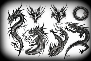 Dragon and lightning bounded tattoo idea