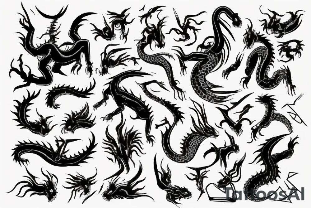 Taurus in the shape of a dragon tattoo idea