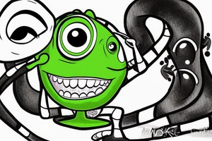 Mike Wazowski takes an eye off a three-eyed alien from Toy Story tattoo idea