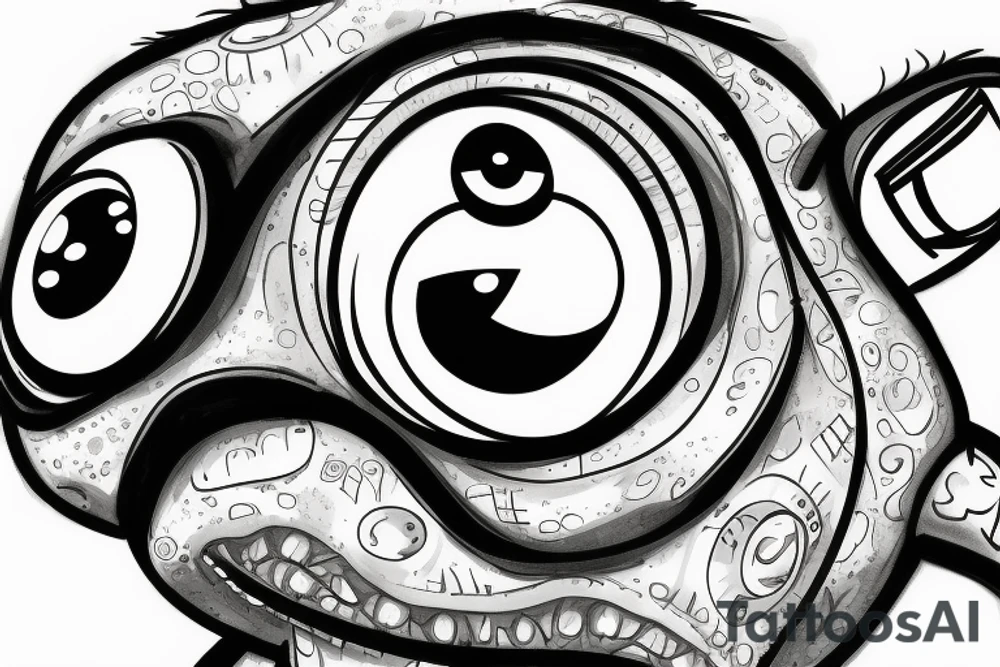 Mike Wazowski takes an eye off a three-eyed alien from Toy Story tattoo idea