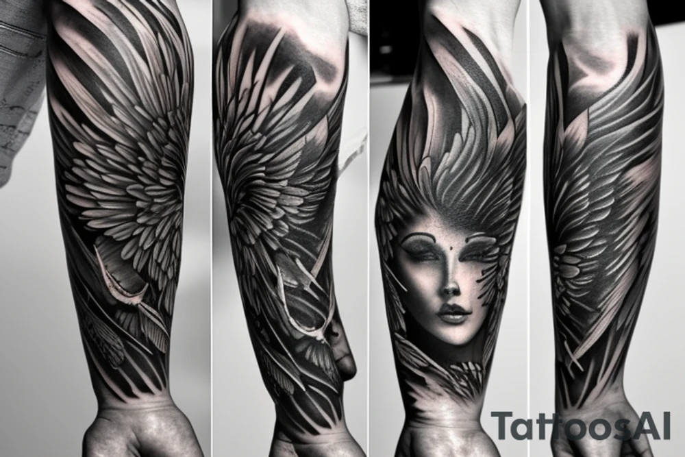 wing on the forearm tattoo idea