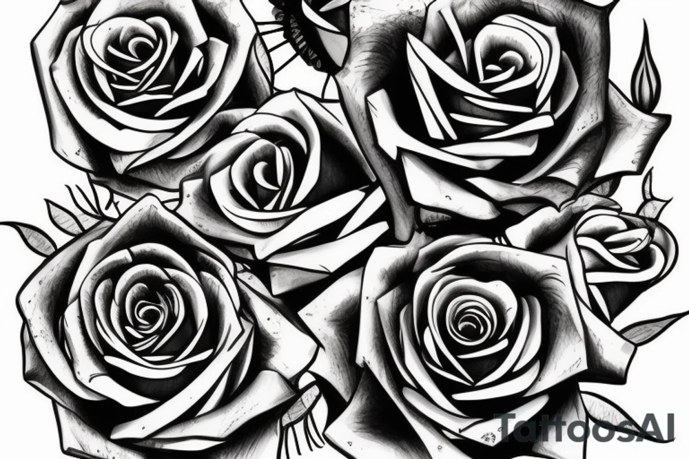 Rose with knife tattoo idea