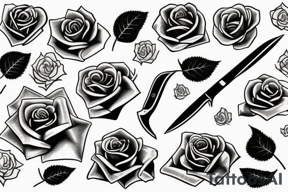 Rose with knife tattoo idea