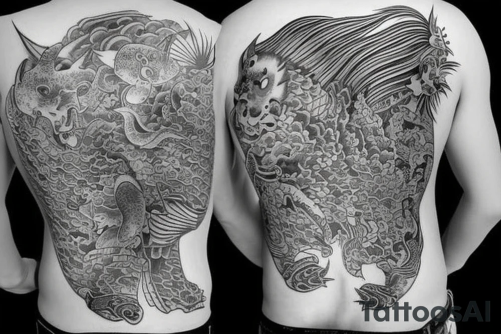 fish, yakuza, upper back tattoo idea