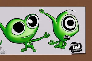 Mike Wazowski takes an eye off a three-eyed alien from Toy Story tattoo idea