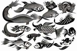 fish, yakuza, upper back tattoo idea