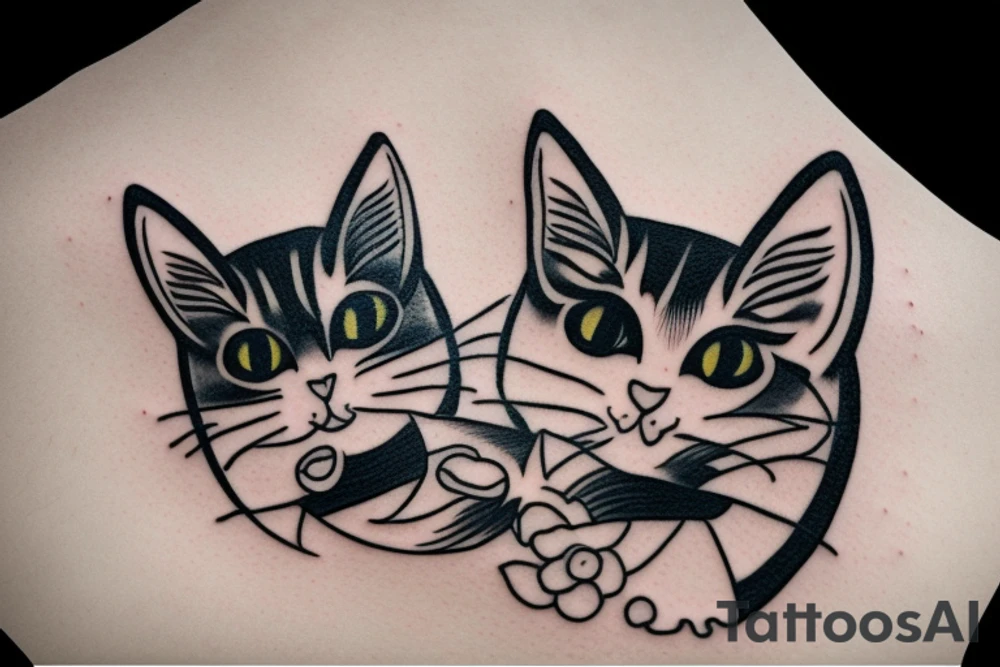 Japanese cat making tattoo for another Japanese cat tattoo idea