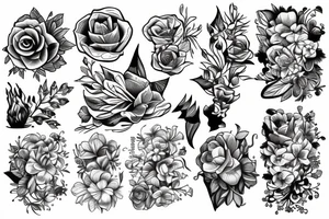 Lightning and flower bounded tattoo idea