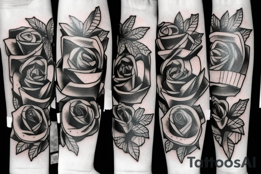 Rose with knife tattoo idea