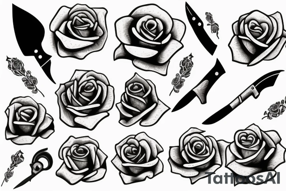 Rose with knife tattoo idea