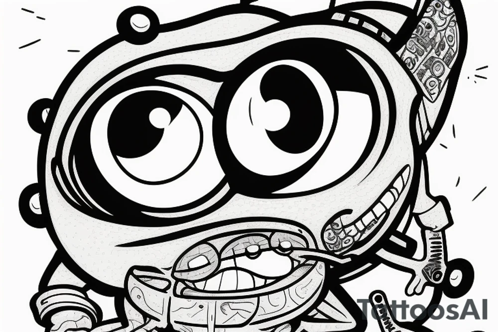 Mike Wazowski takes an eye off a three-eyed alien from Toy Story tattoo idea