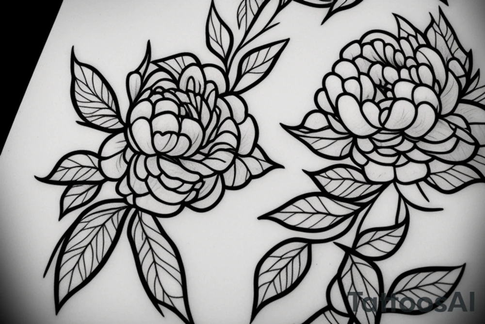 peony, with branches woven into it. tattoo idea