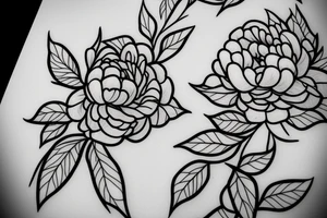 peony, with branches woven into it. tattoo idea