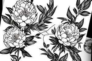 peony, with branches woven into it. tattoo idea