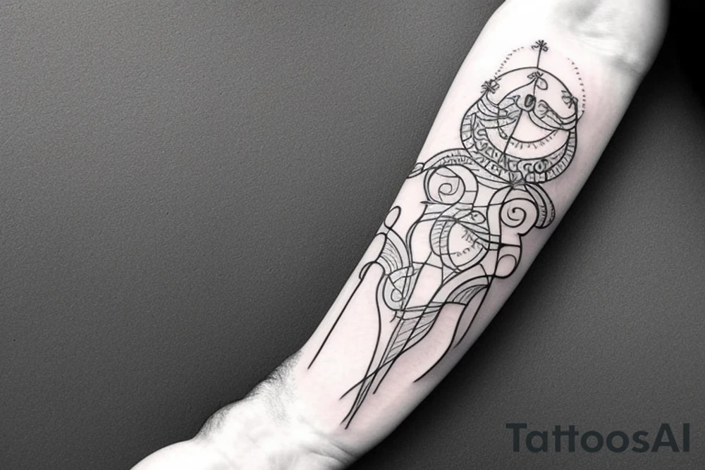single curved line on arm tattoo idea