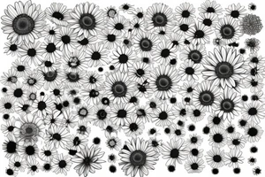 Gerbera with fine lines and triangles tattoo idea