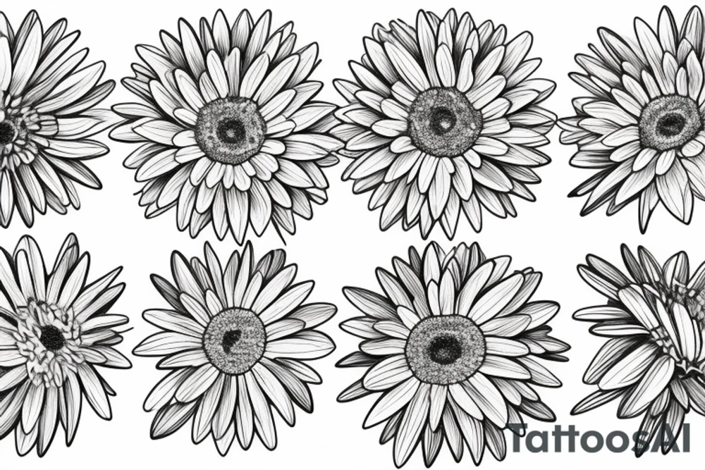 Gerbera with fine lines and triangles tattoo idea