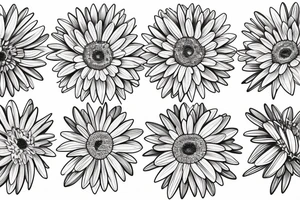 Gerbera with fine lines and triangles tattoo idea
