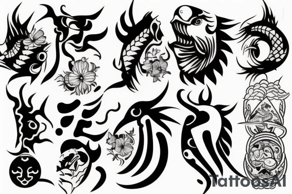 fish, yakuza, hand tattoo idea