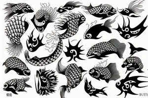 fish, yakuza, hand tattoo idea