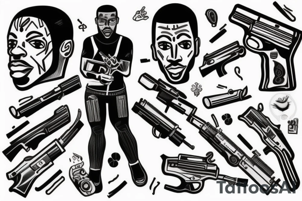 Black man with gun tattoo idea