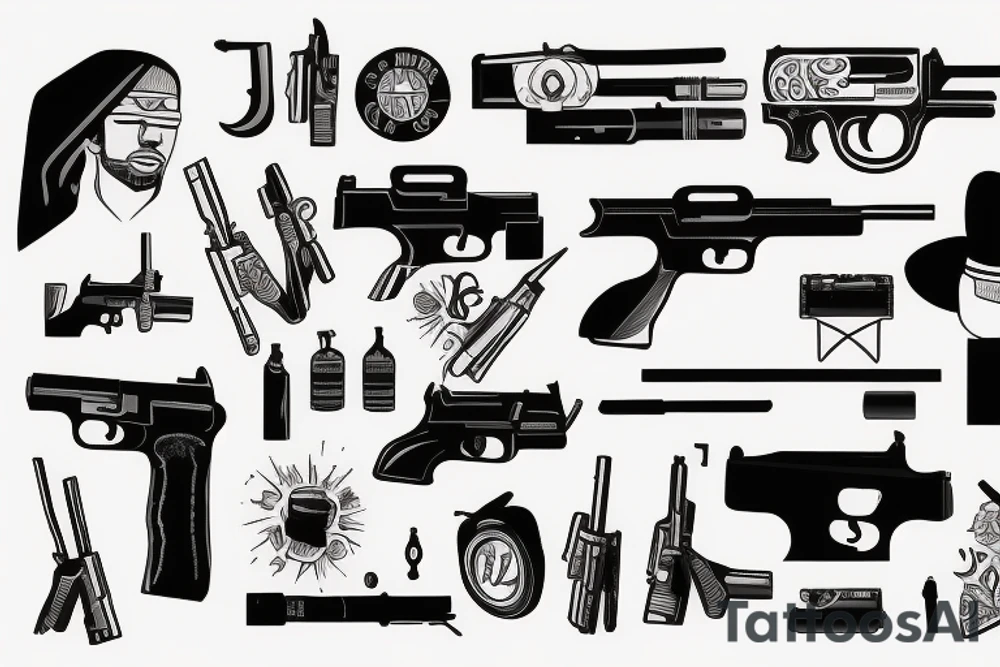 Black man with gun tattoo idea
