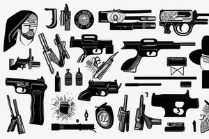 Black man with gun tattoo idea
