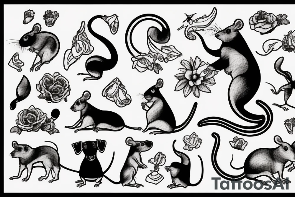 Rat with dog together tattoo idea