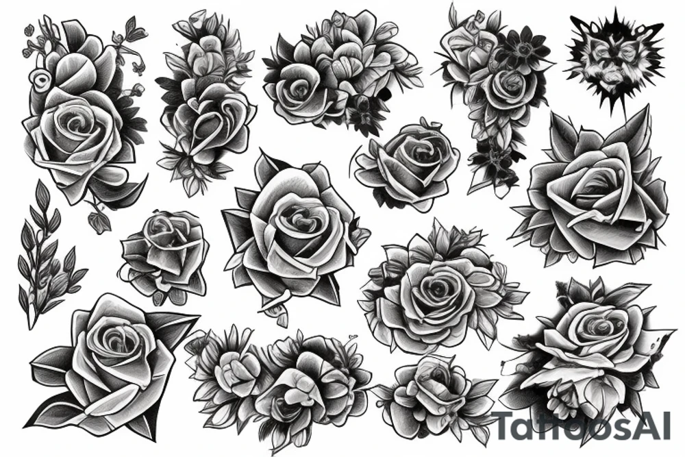 Thunder and flower bounded tattoo idea