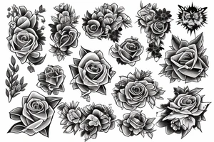 Thunder and flower bounded tattoo idea