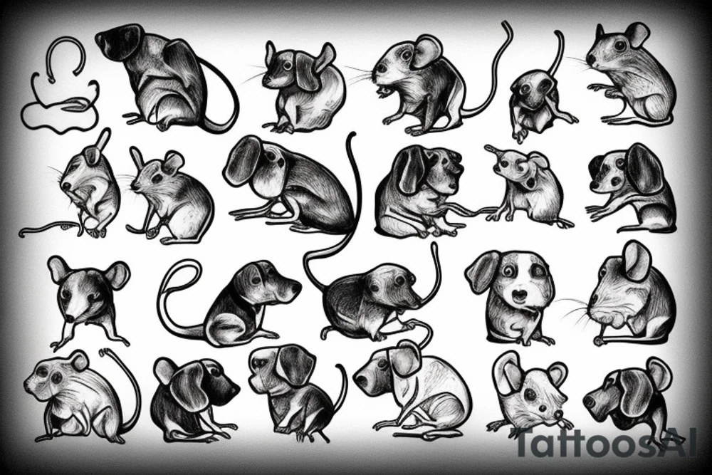 Rat with dog together tattoo idea