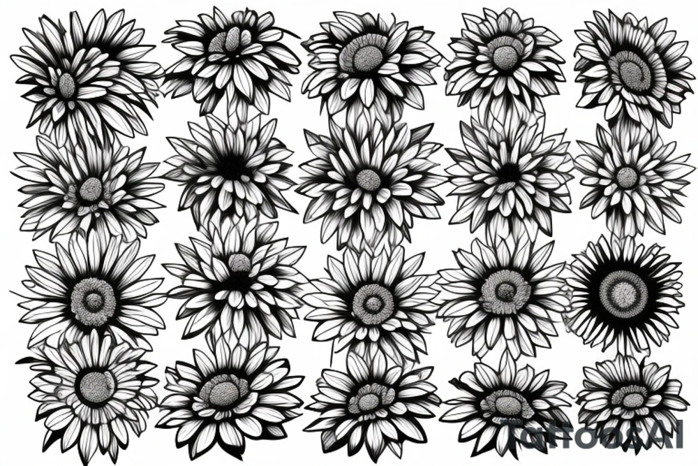 Gerbera with fine lines and triangles tattoo idea