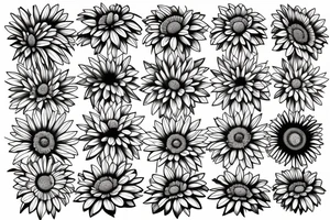 Gerbera with fine lines and triangles tattoo idea