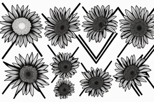 Gerbera with fine lines and triangles tattoo idea