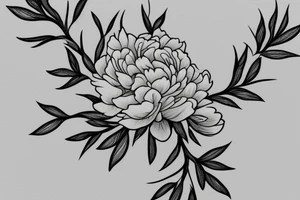 peony, with branches woven into it. tattoo idea